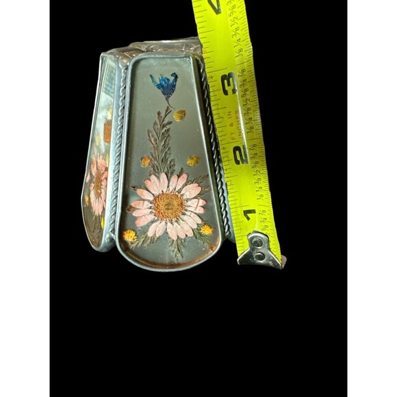 Pressed Flowers In Glass Tea Light Holder Vintage Votive Candle Boho Lot Of 3 - Picture 3 of 16